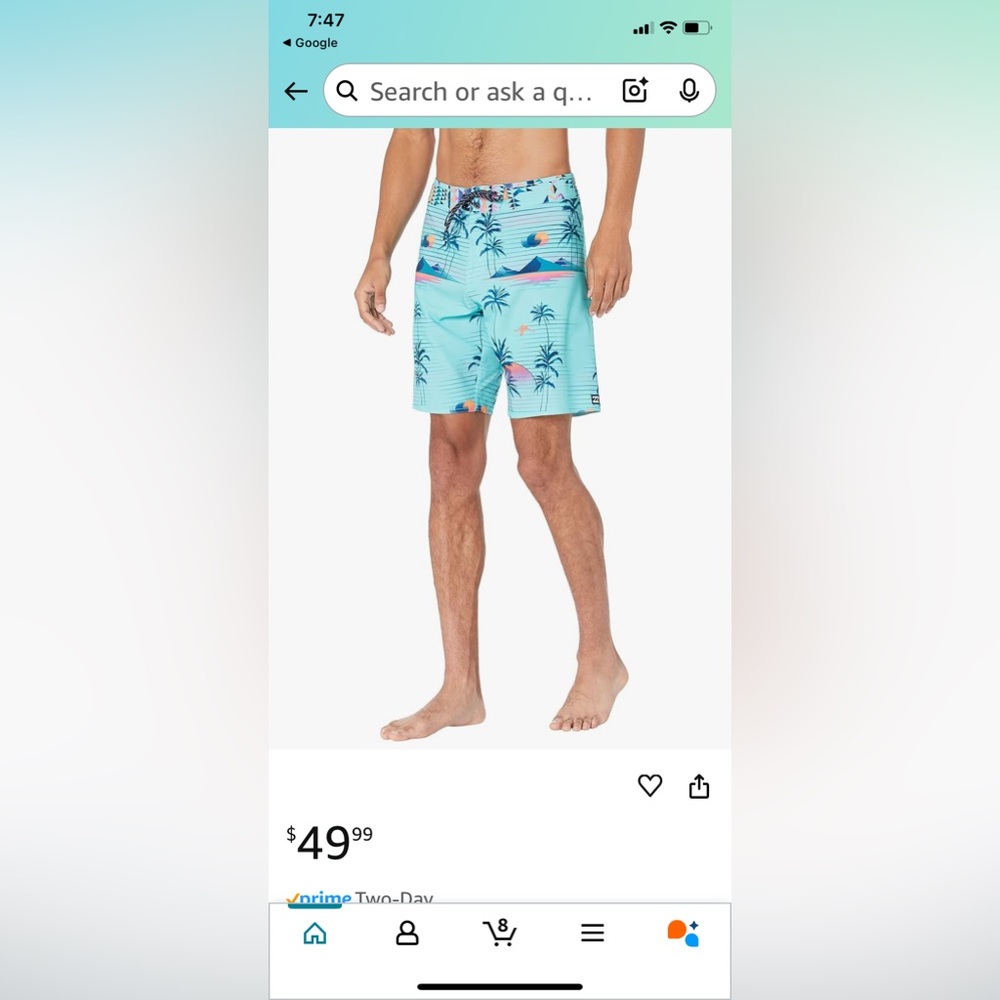 Billabong AquaBlue and Pink Board Shorts with Tropical Design SZ 28 - Picture 4 of 8